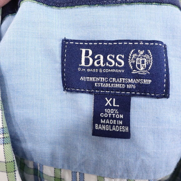 GH BASS CO LONG SLEEVE GREEN BLUE PLAID BUTTON DOWN SHIRT MENS XL - Picture 6 of 6